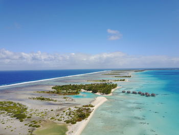 Scenic view of sea against blue sky