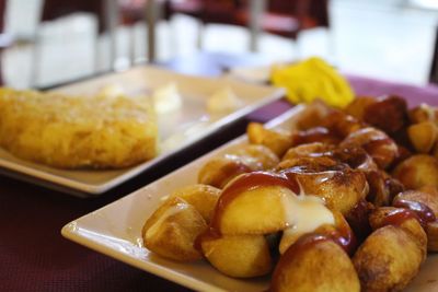 Close-up of food served in plate