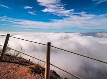 Scenic view of sea against cloudy sky