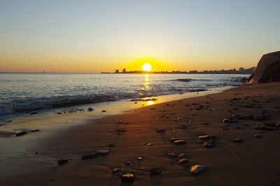 Scenic view of sea at sunset