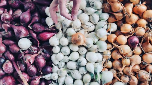 Full frame shot of onions for sale at market stall