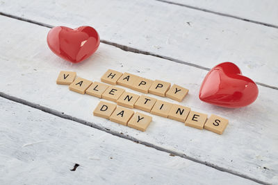 High angle view of heart shape on table