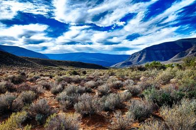 Scenic view of mountains against sky