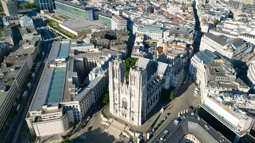 High angle view of buildings in city