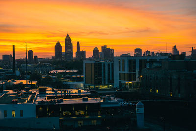 View of cityscape at sunset