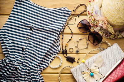 Directly above shot of personal accessories on table