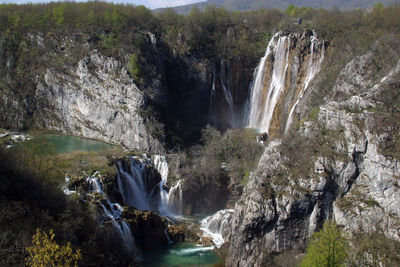 Scenic view of waterfall