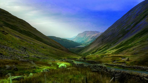 Scenic view of mountains against sky