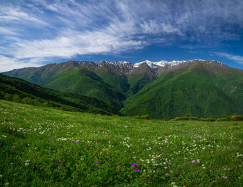 Scenic view of mountains against sky