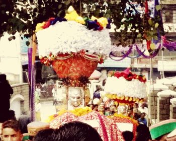 Multi colored flowers in market