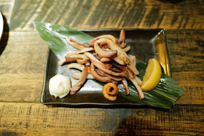 High angle view of vegetables on table