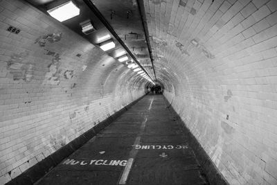 High angle view of illuminated tunnel