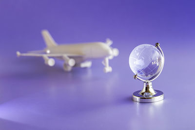 Close-up of crystal ball on table