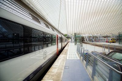 Railroad track at railroad station platform