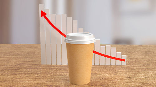 Close-up of coffee cup on table