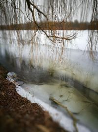 Close-up of frozen lake during winter