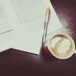 Coffee cup on table