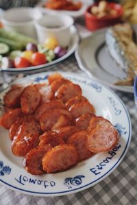 Close-up of served food in plate