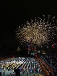 Firework display at night