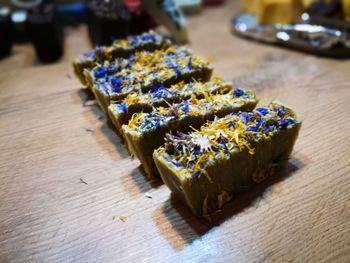 Close-up of dessert on table