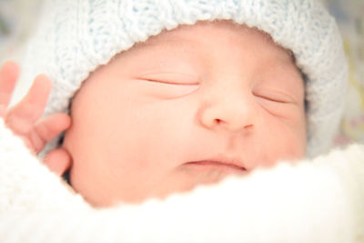 Close-up of cute baby sleeping