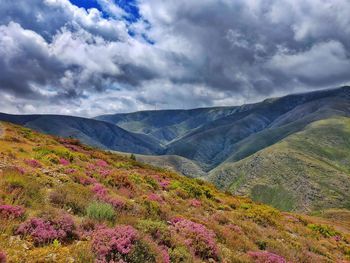 Scenic view of mountains against sky