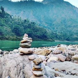 Rock formations in lake