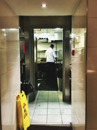 Woman standing in subway