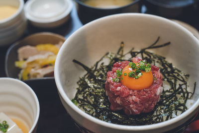 Close-up of food in bowl on table