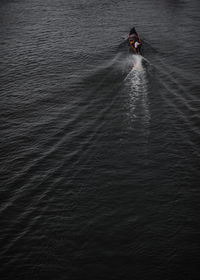 High angle view of person on sea