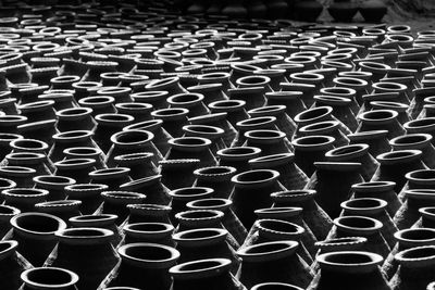 Full frame shot of objects on tiled floor