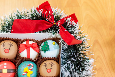 Close-up of christmas tree on table