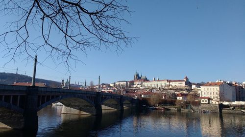 View of built structure with river in foreground