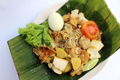 Close-up of breakfast served in plate