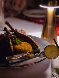 Close-up of food on table