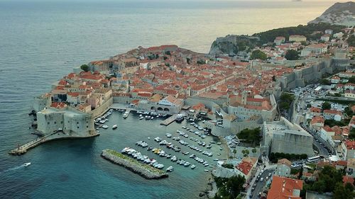 High angle view of townscape by sea - dubrovnik / croatia