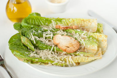 Close-up of served food in plate