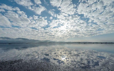 Scenic view of lake against sky