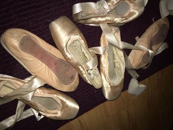 High angle view of shoes on table