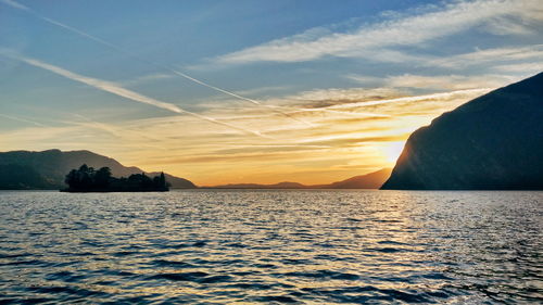 Scenic view of sea against sky during sunset