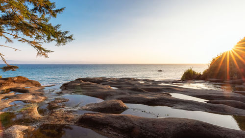 Scenic view of sea against sky during sunset