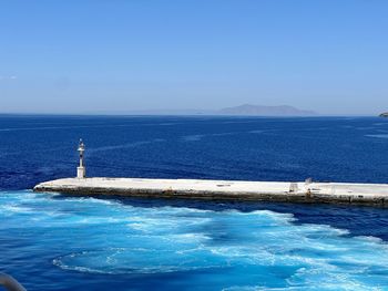 Scenic view of sea against clear sky