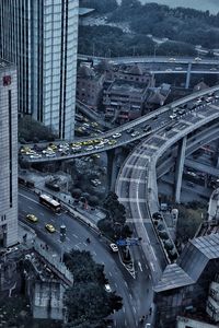 Aerial view of elevated road in city