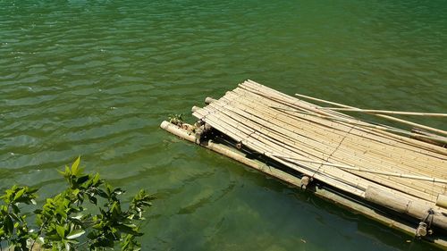 High angle view of pier over lake