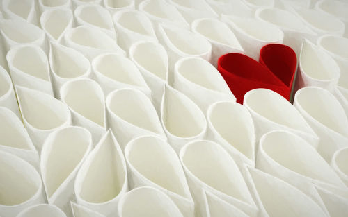 Full frame shot of heart shaped papers