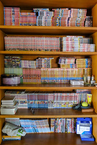 Full frame shot of books in shelf