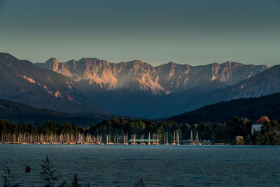 Scenic view of mountains against clear sky