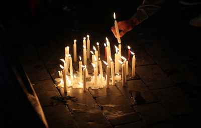 Close-up of illuminated candles