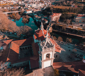 High angle view over igreja de são gonçalo in amarante