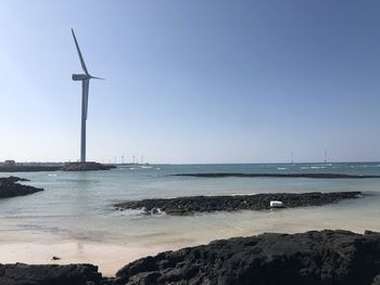 Scenic view of sea against clear sky